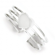 Sterling Silver Heart Three Strand Cuff ID Bangle Bracelet