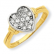 10k Yellow Gold Cubic Zirconia Heart Shape Promise Ring