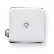 Square Sterling Silver Cubic Zerconia Engravable Cufflinks
