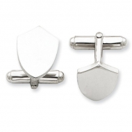 Shield Shaped Sterling Silver Engravable Cufflinks
