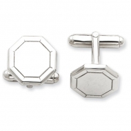 Octagon Shaped Sterling Silver Engravable Cufflinks