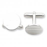 Round Shaped Sterling Silver Engravable Cufflinks