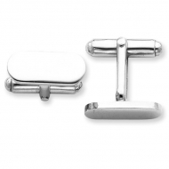 Rounded Rectangle Shaped Sterling Silver Engravable Cufflinks