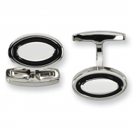 Polished Oval Shaped Stainless Steel Engravable Cufflinks