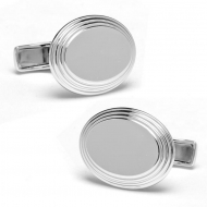Polished Oval Shaped Stainless Steel Engravable Cufflinks