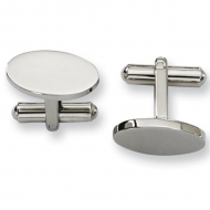 Polished Oval Shaped Stainless Steel Engravable Cufflinks