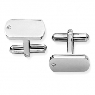 Rectangle Shaped Stainless Steel W  Diamond Engravable Cufflinks