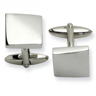 Polished Skewed Square Shaped Stainless Steel Engravable Cufflinks