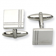 Polished Square Shaped Stainless Steel Engravable Cufflinks