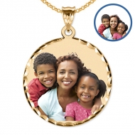 XXL Round Pendant w  Diamond Cut Edge Picture Pendant
