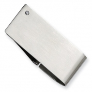 Stainless Steel Engravable Money Clip w  Diamond