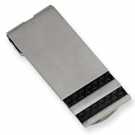 Stainless Steel Engravable Money Clip W  Carbon Fiber