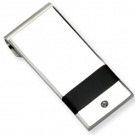 Stainless Steel Engravable Money Clip W  Cubic Zirconia