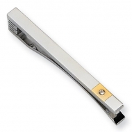 Stainless Steel Tie Bar W  24k Gold Plating   Diamond