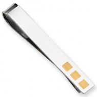 Stainless Steel Tie Bar W  24k Gold Plating