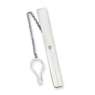 Sterling Silver Tie Bar W  Cubic Zirconia