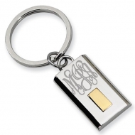 Stainless Steel Engravable Keychain W  24k Gold Plating