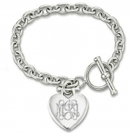 Sterling Silver Tiffany Style Engravable Bracelet W  Toggle Lock