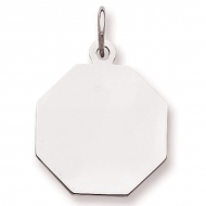 14k White Gold Engravable Charm or Pendant