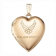 14k Yellow Gold Heart Air Force Picture Locket