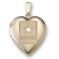 14k Yellow Gold Heart Army Picture Locket