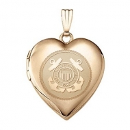 14k Yellow Gold Heart Coast Guard Picture Locket