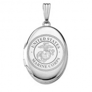 Sterling Silver Oval Marine Corps Picture Locket