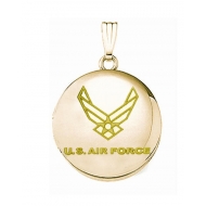 14k Yellow Gold Round Air Force Picture Locket