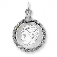 Sterling Silver Engravable Charm or Pendant W  Rope Frame