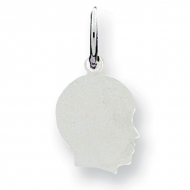 14k Solid White Gold Engravable Child s Face