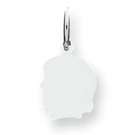 14k Solid White Gold Engravable Child s Face