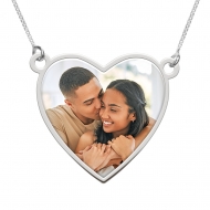Heart with Border Photo Pendant Picture Charm with Two Loops