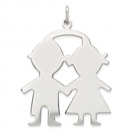 14k White Gold Engravable Two Boy s