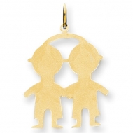 14k Yellow Gold Engravable Two Boys