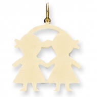 14k Yellow Gold Engravable Two Girls