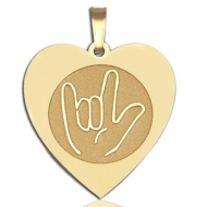  I Love You  Hand Symbol Heart Shaped Charm or Pendant