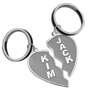 Sterling Silver Broken Heart High Polished Engravable Keychains