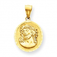 14K Gold Christ Head Diamond Cut Round