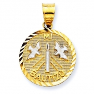 14K Yellow Gold   Rhodium Mi Bautizo Pendant