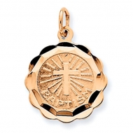 Baptism Round Diamond Cut Round Charm