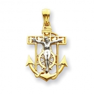 14K Two Tone Gold Mariner s Cross Pendant