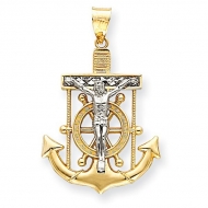 14K Two Tone Gold Mariner s Cross Pendant