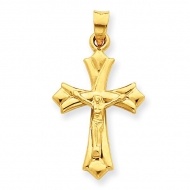 14k Gold Hollow Reversible Crucifix  Cross Pendant