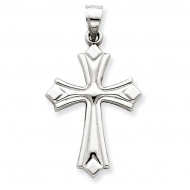14k White Gold Hollow Cross Pendant