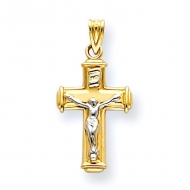 14k Two tone INRI Crucifix Pendant