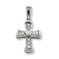14k White Gold Diamond Cross Pendant