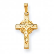 14k INRI Hollow Crucifix Pendant