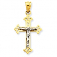 14K Two Tone Gold Crucifix Pendant
