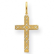14k Yellow Gold Laser Designed Cross Charm