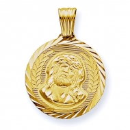 14K Gold Christ Head Diamond Cut Round